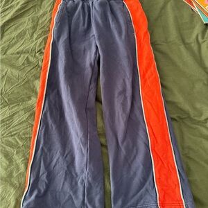 Mini Boden size 9 Kids' Navy and Orange Track Pants